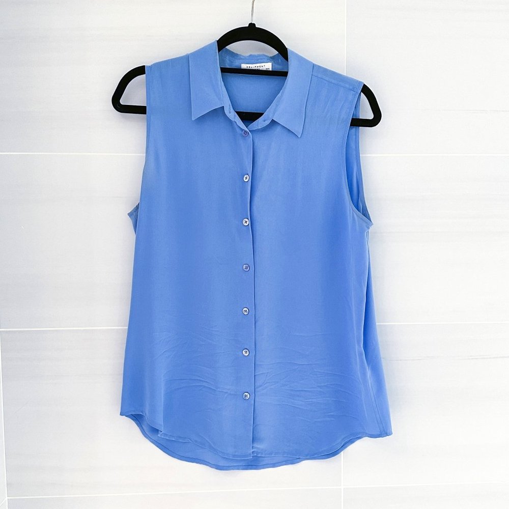 Equipment Silk Sleeveless Collared Top